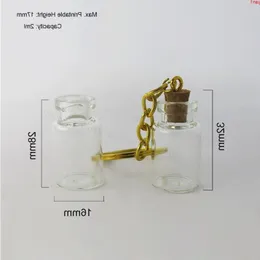 100 x 2ML Transparent Wish Glass Bottles Key Chain Pendants Small Wishing With Cork Vial Arts Jars For Bracelets Giftshigh qty Vhnft