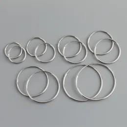 6Pairs/set Simple Fashion Personality Big Circle Earrings 925 Sterling Silver Hoop Earrings Mix size 12 14 16 18 24 28mm