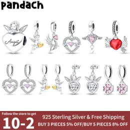 Prata 925 Fit Pandora Original Charms DIY Pingente Feminino Pulseiras Conta Coleção Dia dos Namorados Brincos Cupido Coração