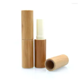 Storage Bottles Wholesale 3ml Bamboo Containers Lipstic Tube Portable Travel For Cosmetic Empty Wood Makeup Reuse