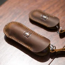 Cordas de escalada costuradas à mão em couro bovino estojo para faca coldre para exército suíço 588491111mm Senha o Produção lenta 230614