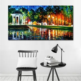 Gazebo su tela di paesaggi urbani di The Water Beautiful Street Landscape dipinto a mano per l'home office moderno