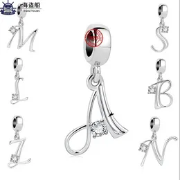 Dla Pandora Charms Authentic 925 Srebrne koraliki Dangle ABC Letter of the Alphabet Pead