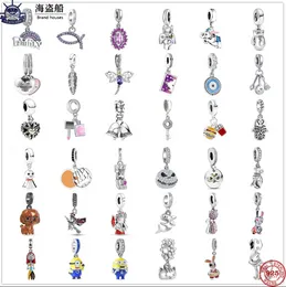 Für Pandora-Charms authentische 925er-Silberperlen, baumelnde Lippenstift-Libellen-Handschuhe, Glocken-Perlen