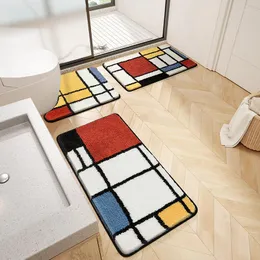 Bath Mats Colorful Creative Plaid Mat Set High Quality Thickened Microfiber Bathroom Rug Absorbent Non-slip Shower Door