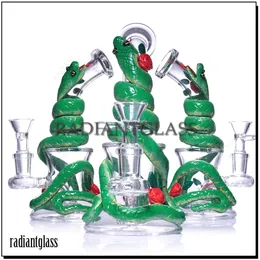1PC 3D Hookah snake intertwine Hallowen Style glass bongs Tropical style transparent Dab rig Funny Hookah with Bowl Smoking Accessories