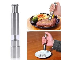 Mills Salt Manual Shakers One-handed Pepper Grinder Stainless Steel Sauce Grinders Stick Kitchen Tools 27x153mm 413