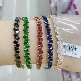 Xuping vendita calda pietre arcobaleno moda gioielli placcati oro zirconi colorati bracciali tennis donna