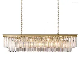 Chandeliers 1920s Odeon Rectangular Modern LED Smoke Clear Crystal 2 Tiers Lamps Living Room Dining Farmhouse Lights Lustre