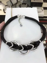 Catene Moda originale europea e americana Galvanotecnica Argento 925 Corde nere Collana a forma di cuore Regalo di gioielli unici