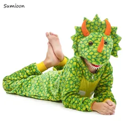 Piżama kigurumi dinozaur piżama dla dzieci dla chłopców dziewczęta jednorożenki piżamę flanel dzieci stich pijamas zwierząt twowa odzież zimowa 230614