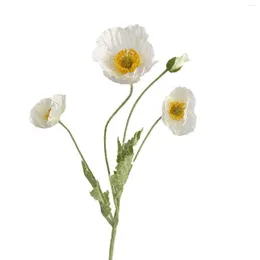 Decorative Flowers Soft With Stem Desktop Decor Artificial Flower Wedding Party Real Touch 4 Heads Silk Poppies Multifunctional DIY Craft