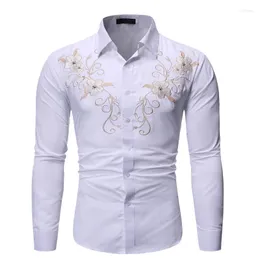 Męskie koszulki western kowboja ricamo camicie uomo slim fit manica lunga da festa elegante Abbiglimento Camisetas Masculina