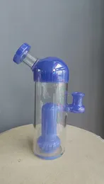 narghilè Vetro spesso Bong Fab Uovo Pipa ad acqua Teschio Beaker Dab Rig Ball Recycler Collo piegato rosa puprle color dab rig bong ash catcher Gravity Narghilè personalizzato