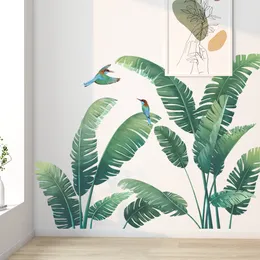 Folhas de plantas tropicais adesivos de parede decoração de casa murais quarto infantil floresta tropical nórdica plantas verdes janela decalques da parede