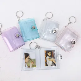 Nya 1/2 tum transparent mini -album Keychain Creative DIY Pockets Photocard Holder Keychain Pendant Gifts for Photo Cards Collect