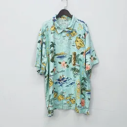 Mäns avslappnade skjortor för män lyxig designer strand siden plus stor storlek kort ärmskjorta grön blommig tryckt sommar hawaiian xxl