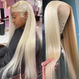 Blonde Lace Front Human Hair Wig 13x4 Transparent Brazilian Bone Straight Wigs 613