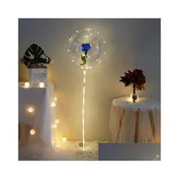 Party Decoration DIY LED Light Balloons Stand med Rose Flower Bouquet Event Birthday Bubble Balloon Y0622 Drop Delivery Hom Dhofr