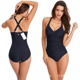 Ll Women Swimsuit i ett stycke Sport baddräkt är ärmlösa playsuits fitness casual svart sommar