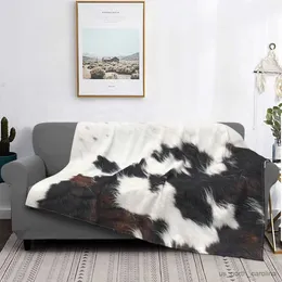 Blanket Cowhide Detail Throw Blanket Cow Print Soft Fleece Fall Throw for Couch Cozy Flannel Blanket Bedroom Decor Gift for Kids R230615