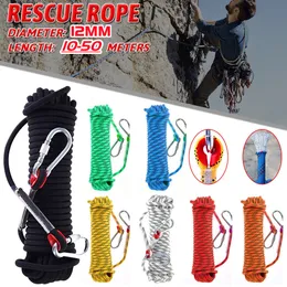 Liny wspinaczkowe 1050 m 12 mm linowanie na zewnątrz zestaw awaryjny statyczny ratowniczy Rock Rappelling Tree Arborist Sling Bezpieczeństwo o wysokiej wytrzymałości 230614