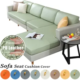 Chair Covers PU Leather Waterproof Sofa Cover For Living Room Solid Color Stretch Couch Seat Cushion Slipcover L Shape Corner Armchair Covers 230614