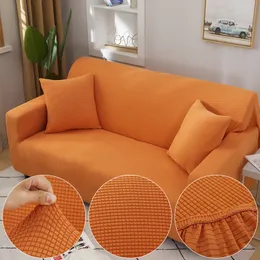 Stolskydd Plaid Jacquard Soft Orange Sofa Cover för vardagsrum med fast färg All-Inclusive Modern Elastic Corner Couch Slipcover 45012 230614
