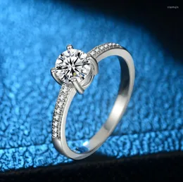 Cluster Anéis Moda Luxo Cristal Noivado Anel Para Mulheres Cubic Zirconia 925 Sterling Silver 2023 Wedding Trend Feminino Jewerly
