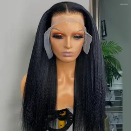 13x4 Kinky Straight Human Lace Frontal Wig 180% Density HD Ear To Transparent Wigs For Women Hair Yaki
