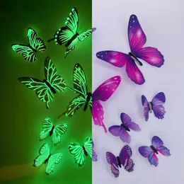 Novos 24 pçs/set 3D Luminous Butterfly Wall Stickers Glow In The Dark Wall Decals For Kids Room Living Room Decoração Home Wallpaper