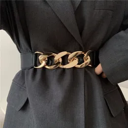 Other Fashion Accessories Gold chain belt elastic silver metal waist belts for women ceinture femme stretch cummerbunds ladies coat ketting riem waistband 230615