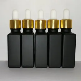 30ml Siyah Buzlu Cam Reaktif Pipet Boğaz Şişeleri Kare Uçucu Yağ Parfüm Şişesi Duman Yağları E Sıvı Şişe Altın Kapak IKMNB