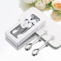Stainless Steel Heart Spoon Gift Boxes Tea Crown Coffee Drinking Teaspoon Bridal Souvenir Gift Valentines 2Pcs/Set Metal Spoons Set GG