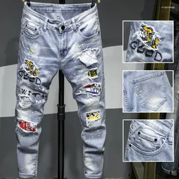 Mäns jeans män 2023 rippade män jean homme pantalon streetwear moda hombre denim byxor cyklist högkvalitativ manlig lapptäcke harem