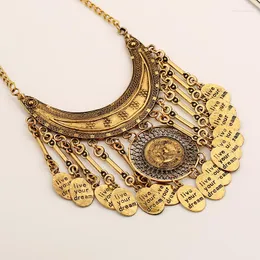 Подвесные ожерелья вдохновляющие «Живи твоей мечтой» диск с кисточником ретро -биб Большой воротнич