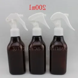 30 X 200ml empty brown square refillable watering bottle with trigger sprayer , plastic water spray PET container, trigger spray Jprok