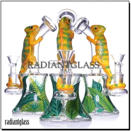 1 st 3D Hookah Lizard Hallowen Style Glass Bongs Tropical Style Transparent Dab Rig Funny Hosah with Bowl Smoking Accessories