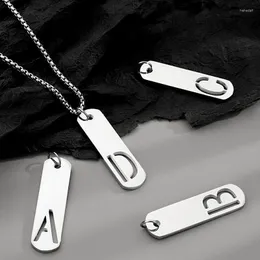 Pendant Necklaces Trendy Hollow Initial Letter Alphabet Necklace Stainless Steel Chain For Men Women Tag Jewelry Wholesale