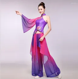 Scena noszona chińska sukienka z kostiumem tańca narodowego Kobiety Yangko Ubranie Kobieta nowoczesna klasyczna fan parasol 89