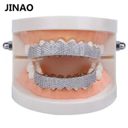Grades dentais JINAO Gold SilverColor Iced Out Crystal Jewelry Top Bottom Teeth Body Hip Hop Bling AAA Cubic Zircon 230614