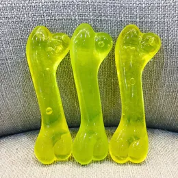 Brinquedos para cães de estimação Brinquedos para mastigar de borracha PVC transparente sólido pequeno Resistência óssea morder Treinamento molar para filhotes pequenos Suprimentos para animais de estimação