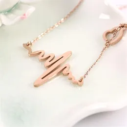 Chains ZRM Personality Ecg Heart Shape Necklace Charm Lady Party Jewelry For Girlfriend Anniversary Gift