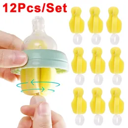 Ny 1/12st Baby Nipple Sponge Brush Multifunktion Handhållen rengöringsborste för bröstvårtmjölkflaskrengöring av hushåll Hushållsrengöring