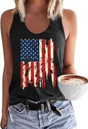 Canottiere da donna leopardate con bandiera americana e stelle T-shirt grafiche con girasole del 4 luglio Independence Day