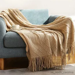 Manta a cuadros, manta de cama de punto nórdico, decoración del hogar, funda de sofá para sala de estar, manta de playa al aire libre, colcha suave R230615