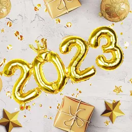 Nowe Happy New Year Foil Balloons 2023 Liczba balonów Dekoracja Rekwizyty na 2023 Nowy Rok na Navidad Eve Party Decors Balloony