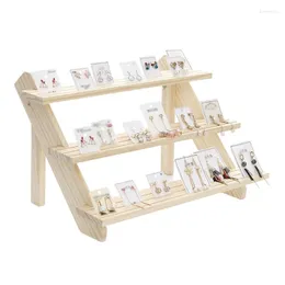 Jewelry Pouches F19D Portable Wooden Retail Table Display Stand For Market Craft Shows Tradeshows Earring & Ring Rack 2/3/4-Tier