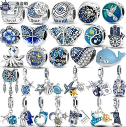 Для Pandora Charms Authentic 925 Silver Beads Dangle Star Moon Butterfly Starfish Travel