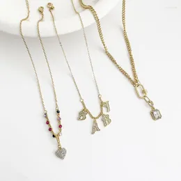 Hänge halsband ursprung sommar koreansk bling brev baby kärlek hjärthalsband för kvinnor elegant geometriska ihåliga öronparty smycken